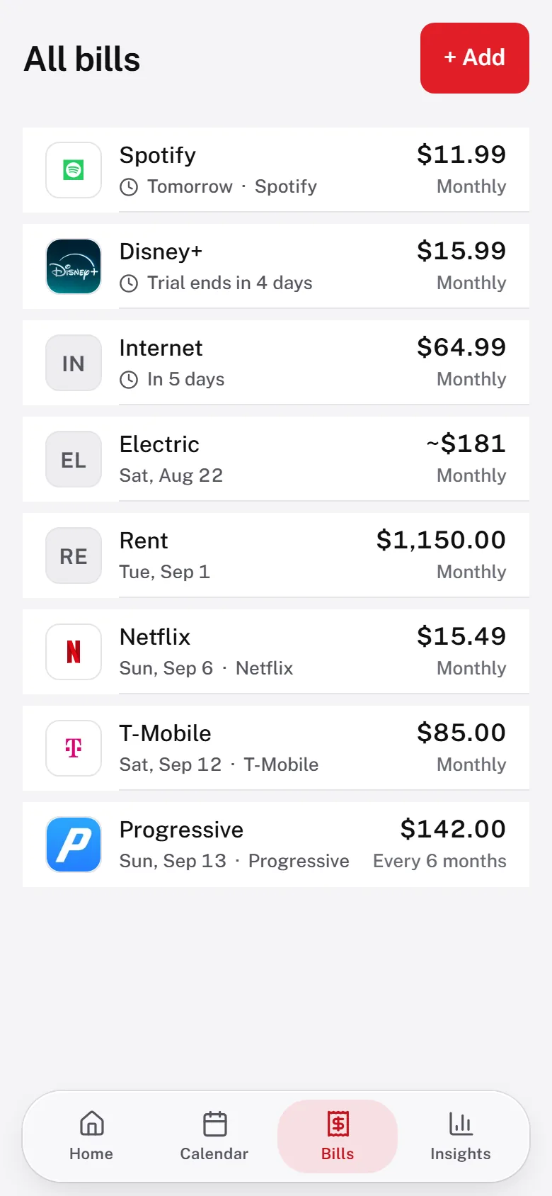 The full bill list